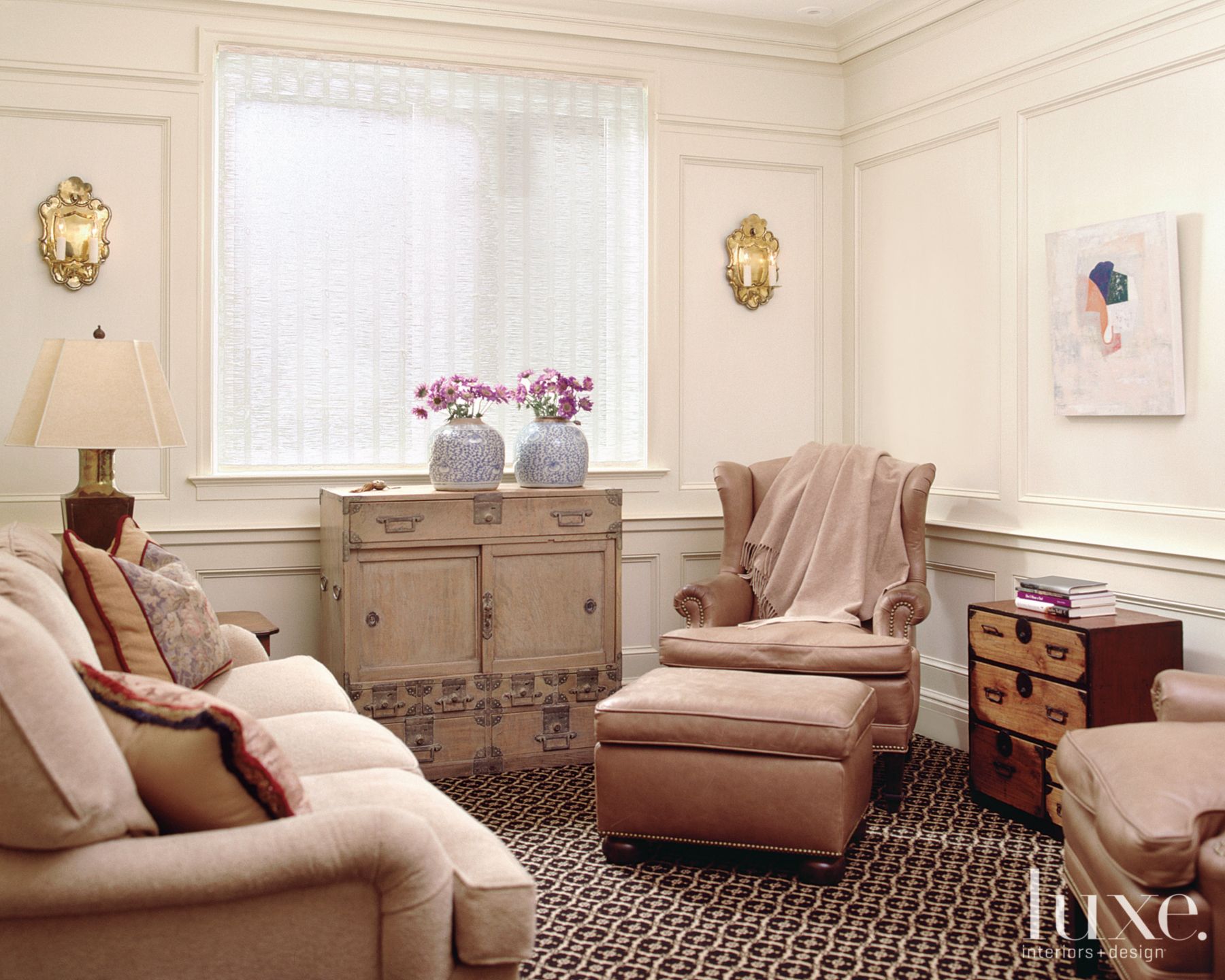 Neutral Traditional Sitting Room Luxe Interiors + Design