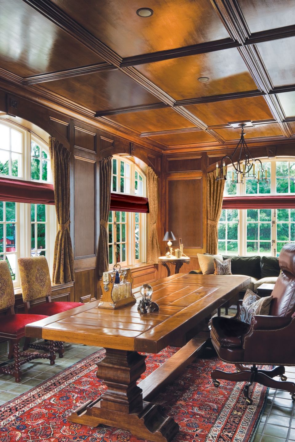 Traditional Brown Office - Luxe Interiors + Design