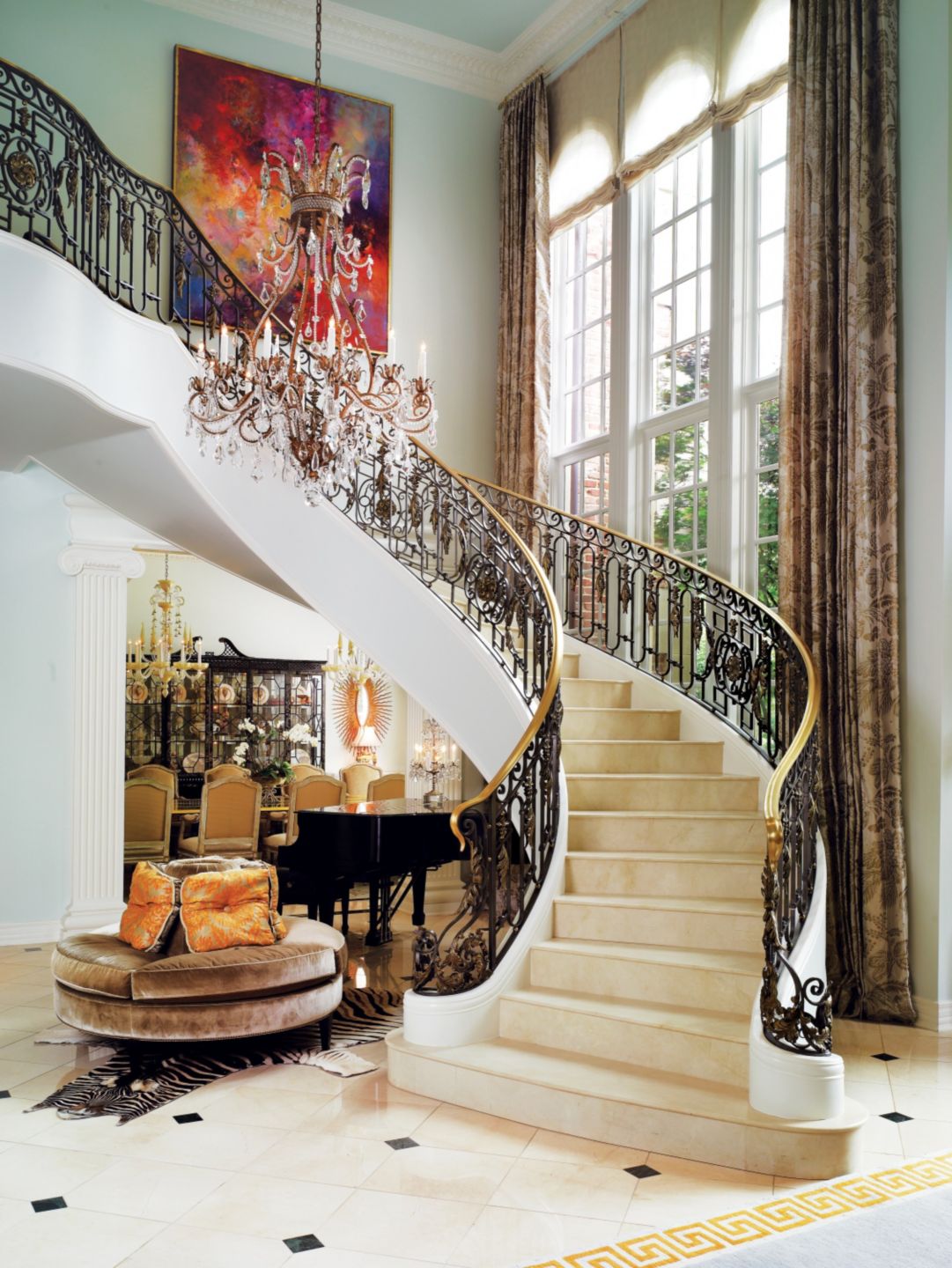 Neutral Transitional Foyer Luxe Interiors + Design