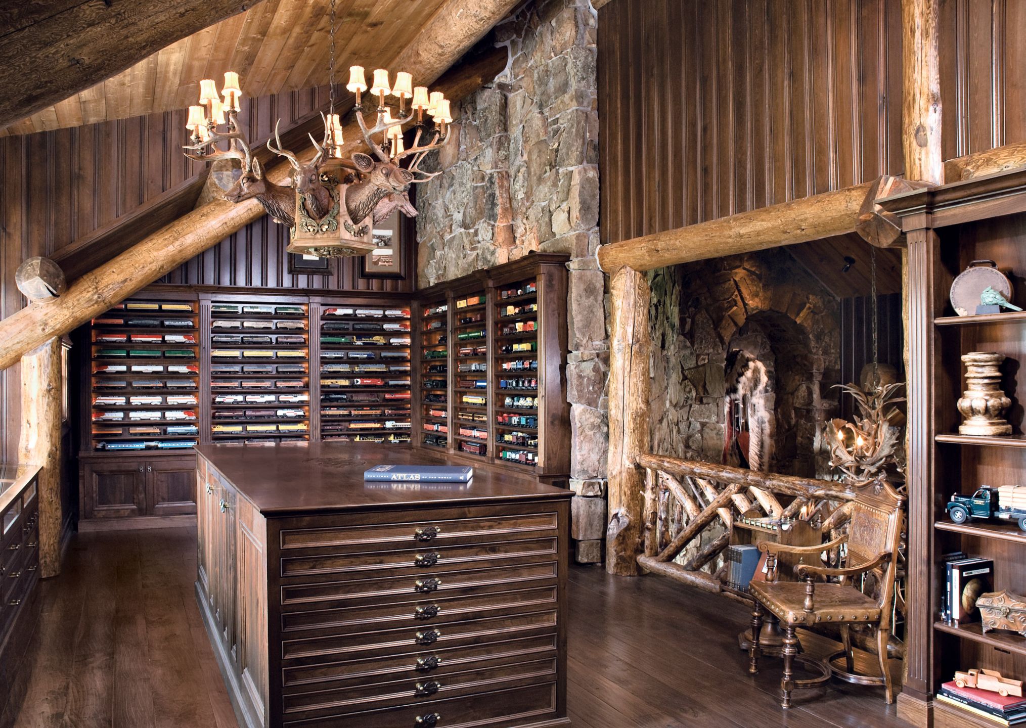 Country Brown Library - Luxe Interiors + Design