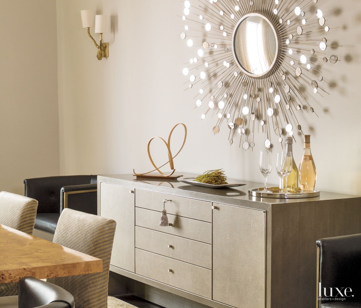 Contemporary Beige Dining Room Console - Luxe Interiors + Design