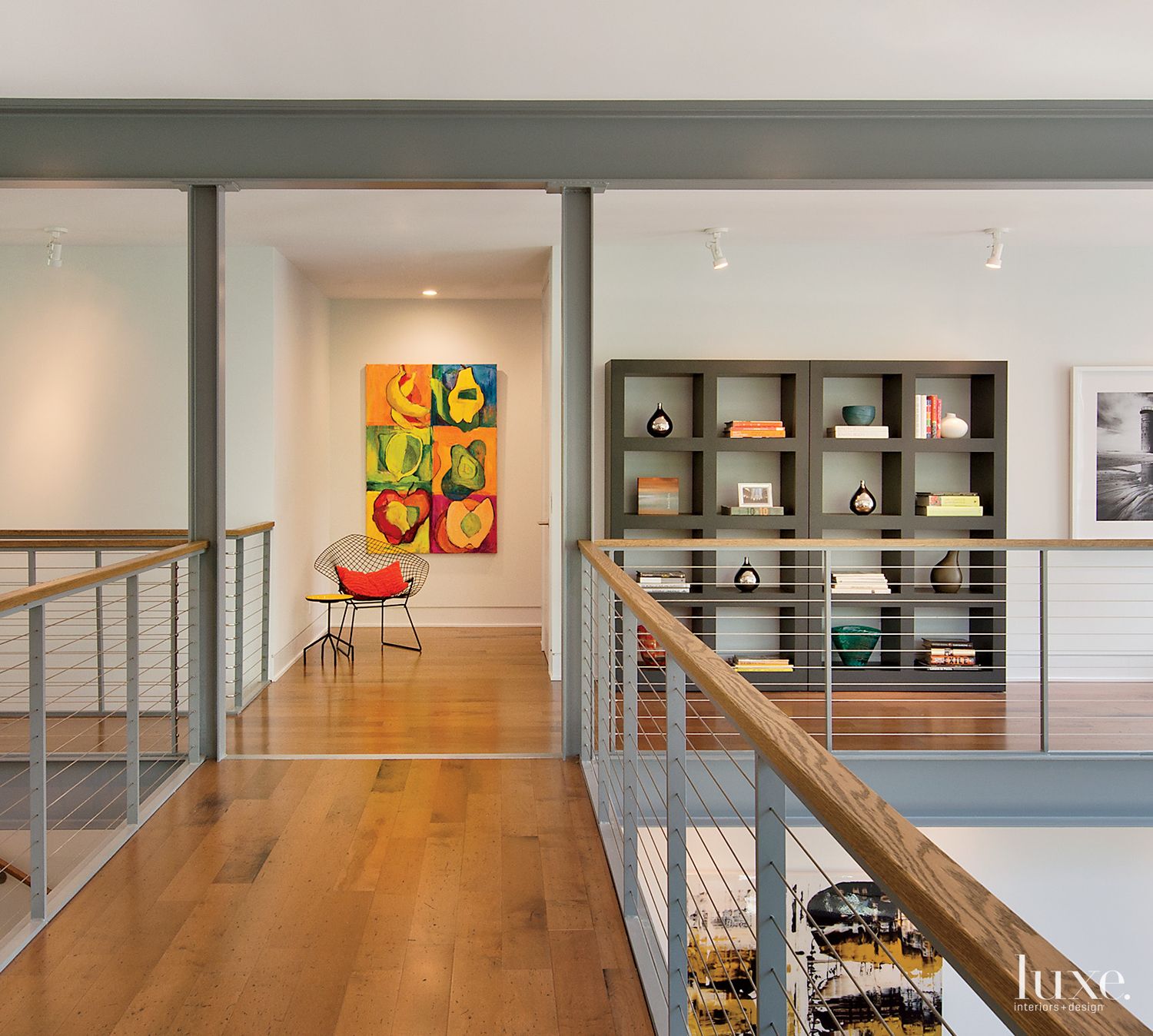 Modern White Hall with Gallery Walls - Luxe Interiors + Design