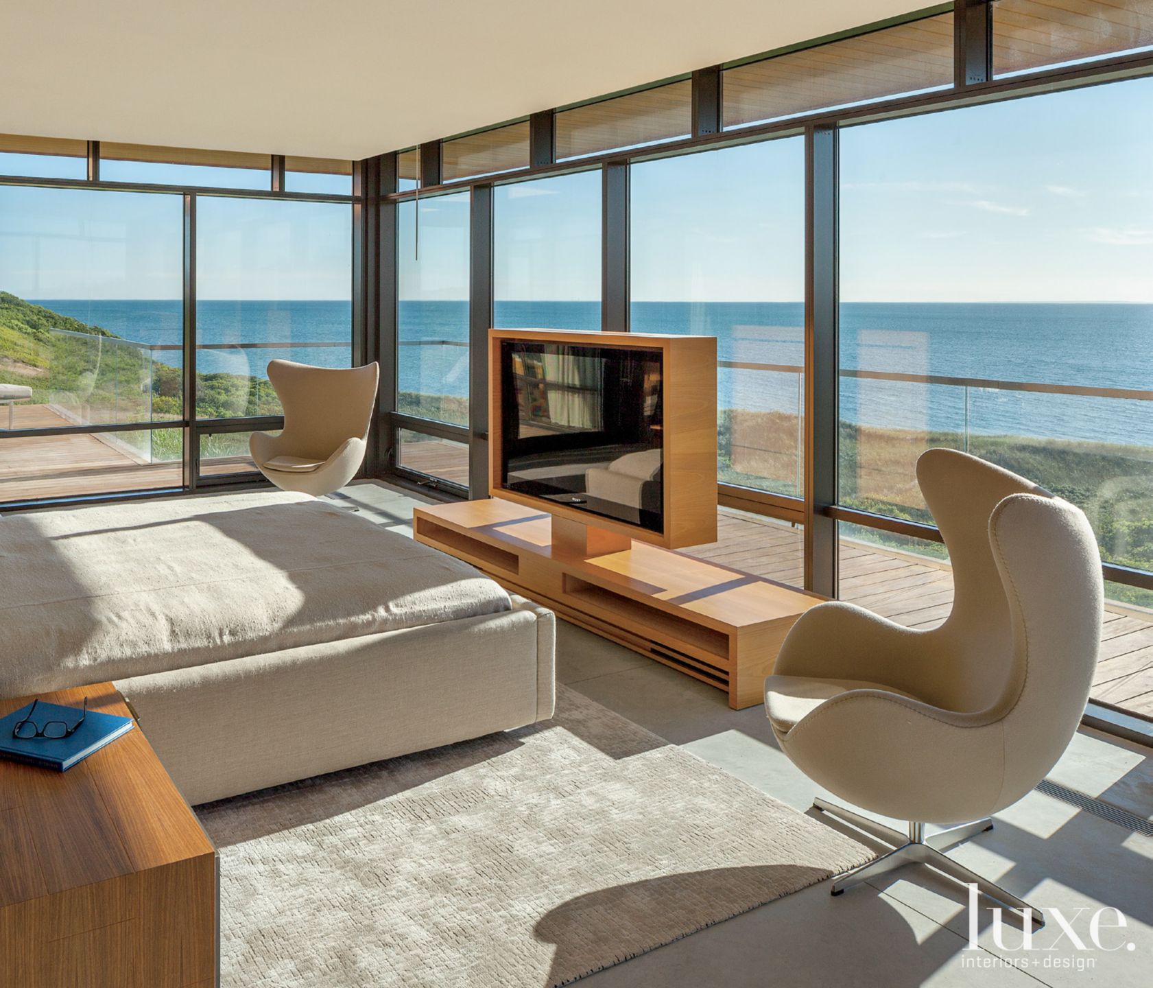 Light Brown and Gray Modern Master Bedroom - Luxe Interiors + Design