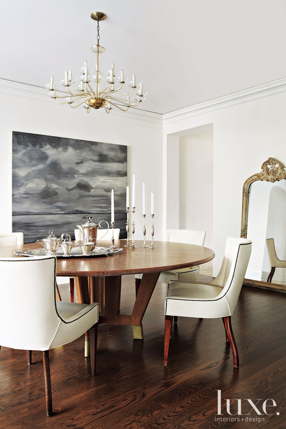 Mediterranean Neutral Dining Room with Round Table - Luxe Interiors ...