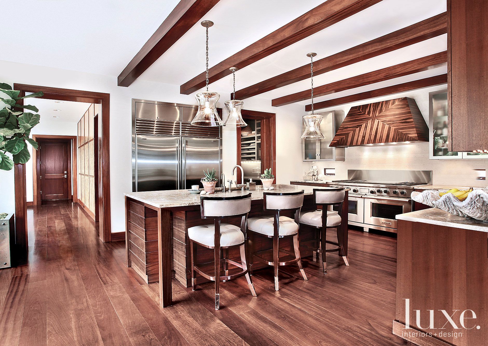 Contemporary Mahogany Kitchen - Luxe Interiors + Design