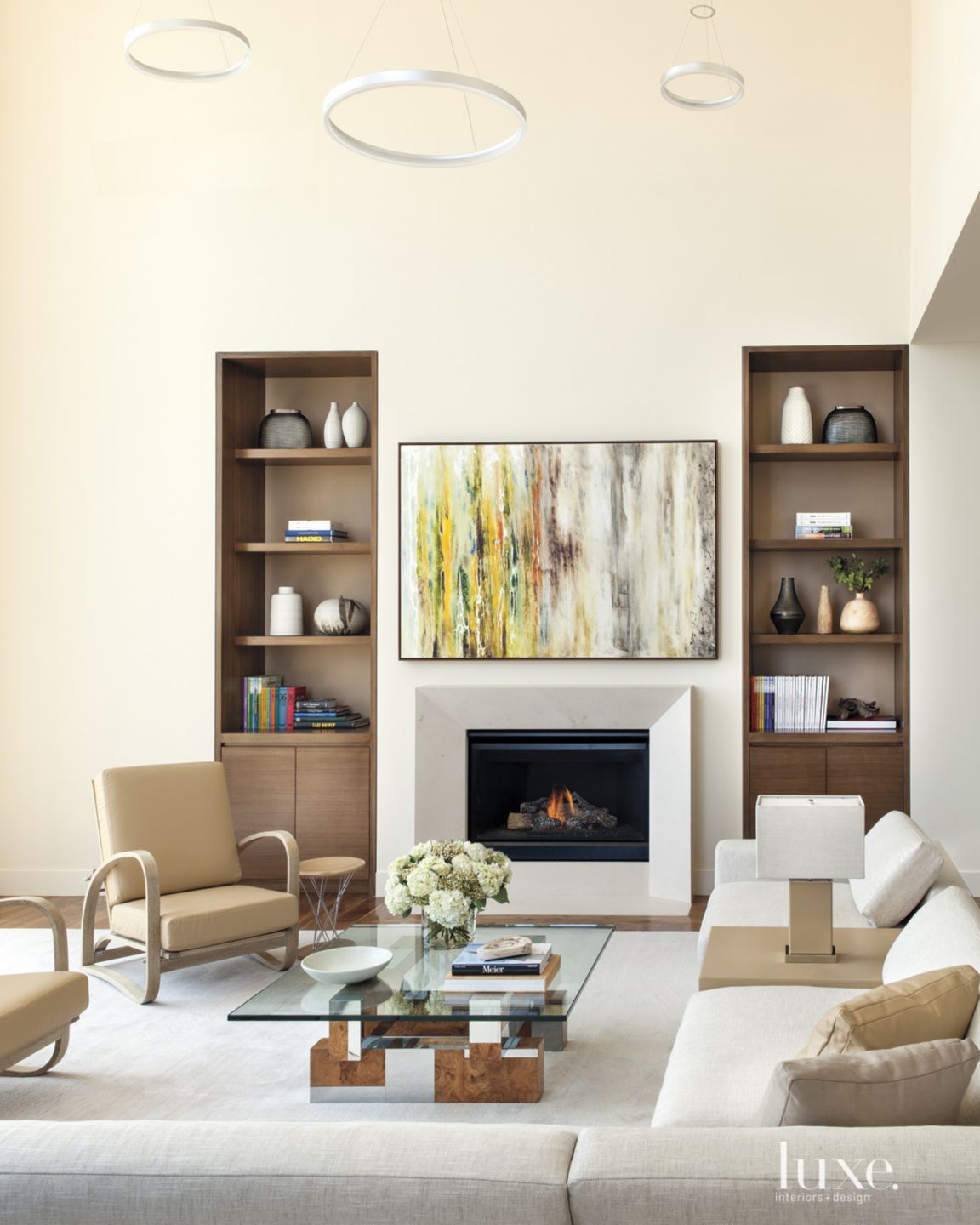 Contemporary Cream Living Room Luxe Interiors + Design