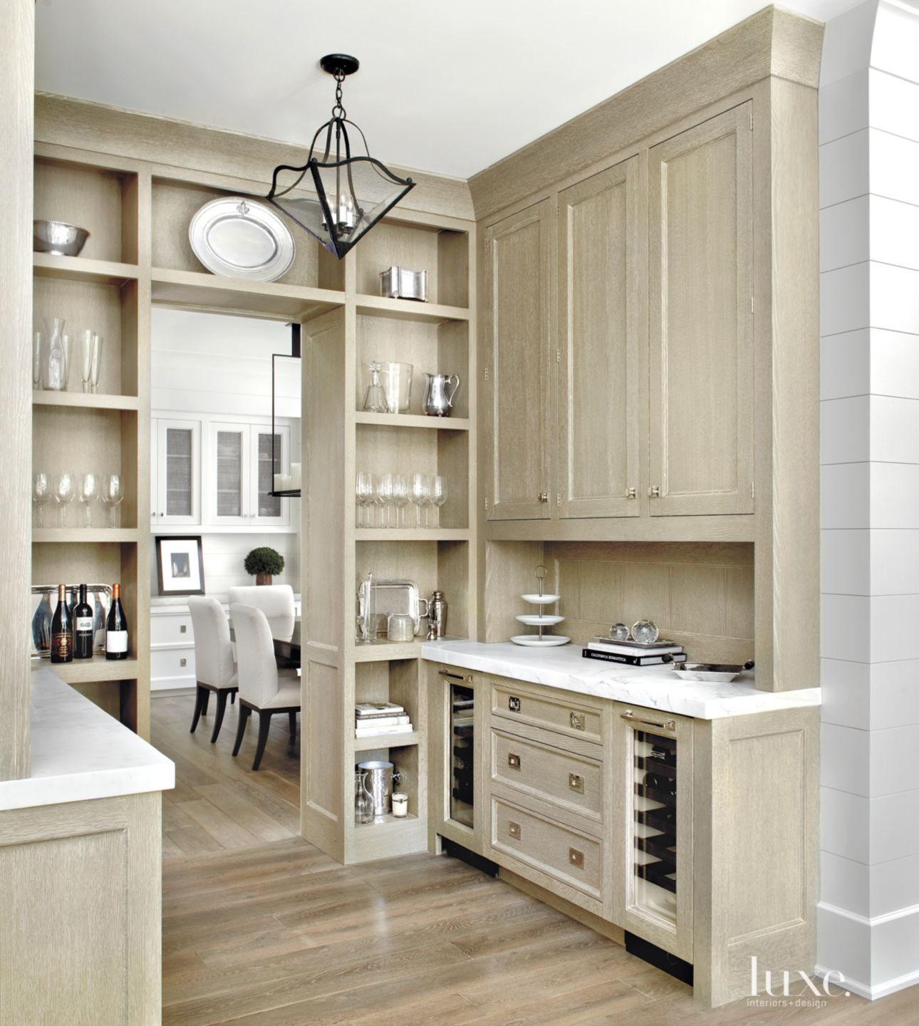 Contemporary Neutral Pantry with Calacatta Marble Counters - Luxe ...