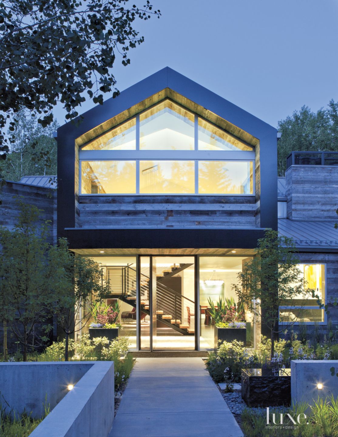 Contemporary Gable Front Elevation with Expansive Windows - Luxe ...