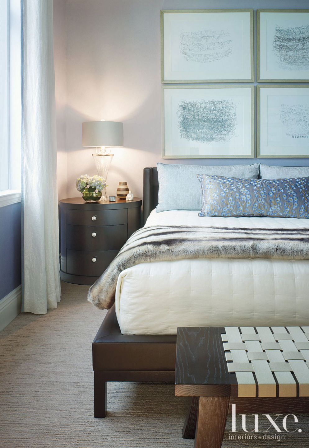 Contemporary Powder Blue Master Bedroom Luxe Interiors + Design