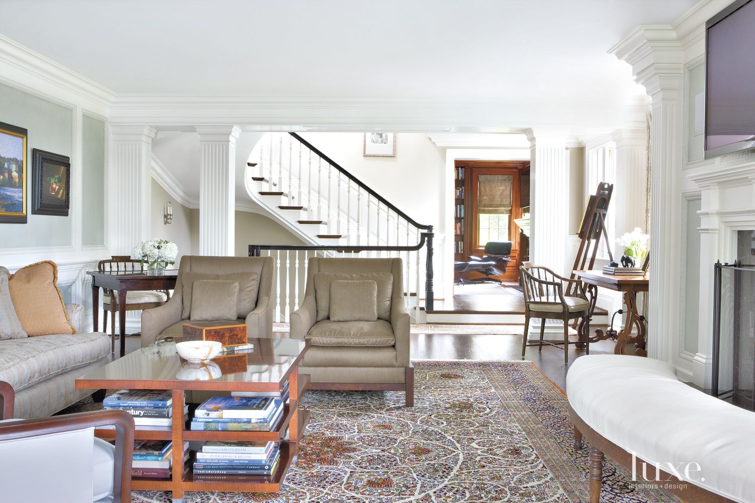 White Traditional Living Room