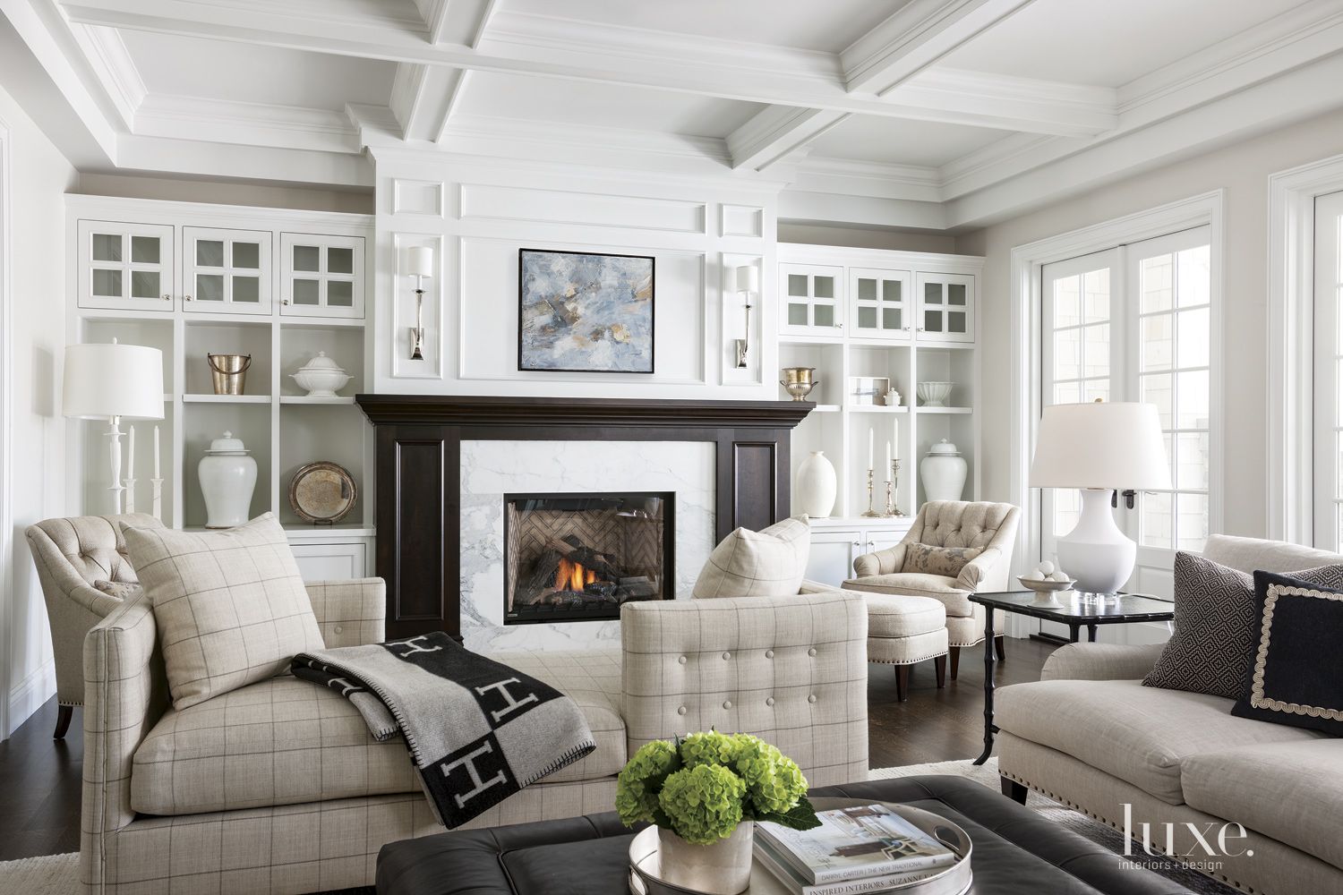 Traditional White Living Room - Luxe Interiors + Design