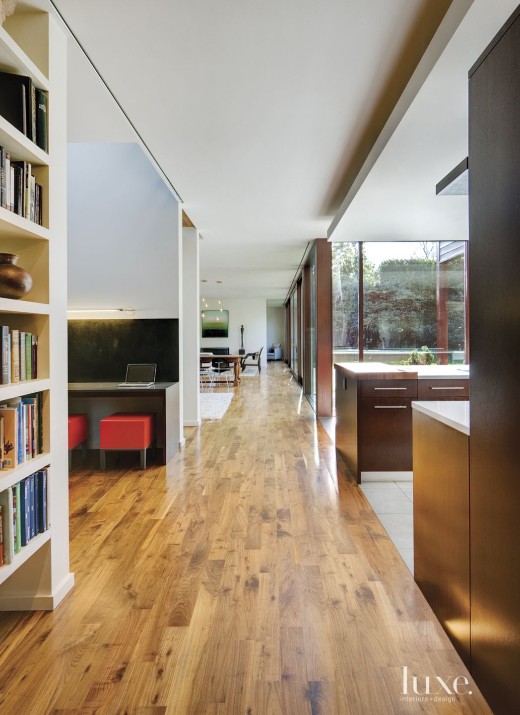 Modern White Hall with Open Plan - Luxe Interiors + Design