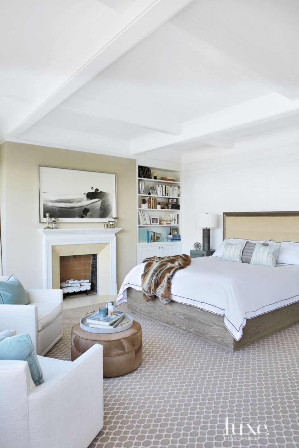 Contemporary White Master Bedroom Luxe Interiors + Design