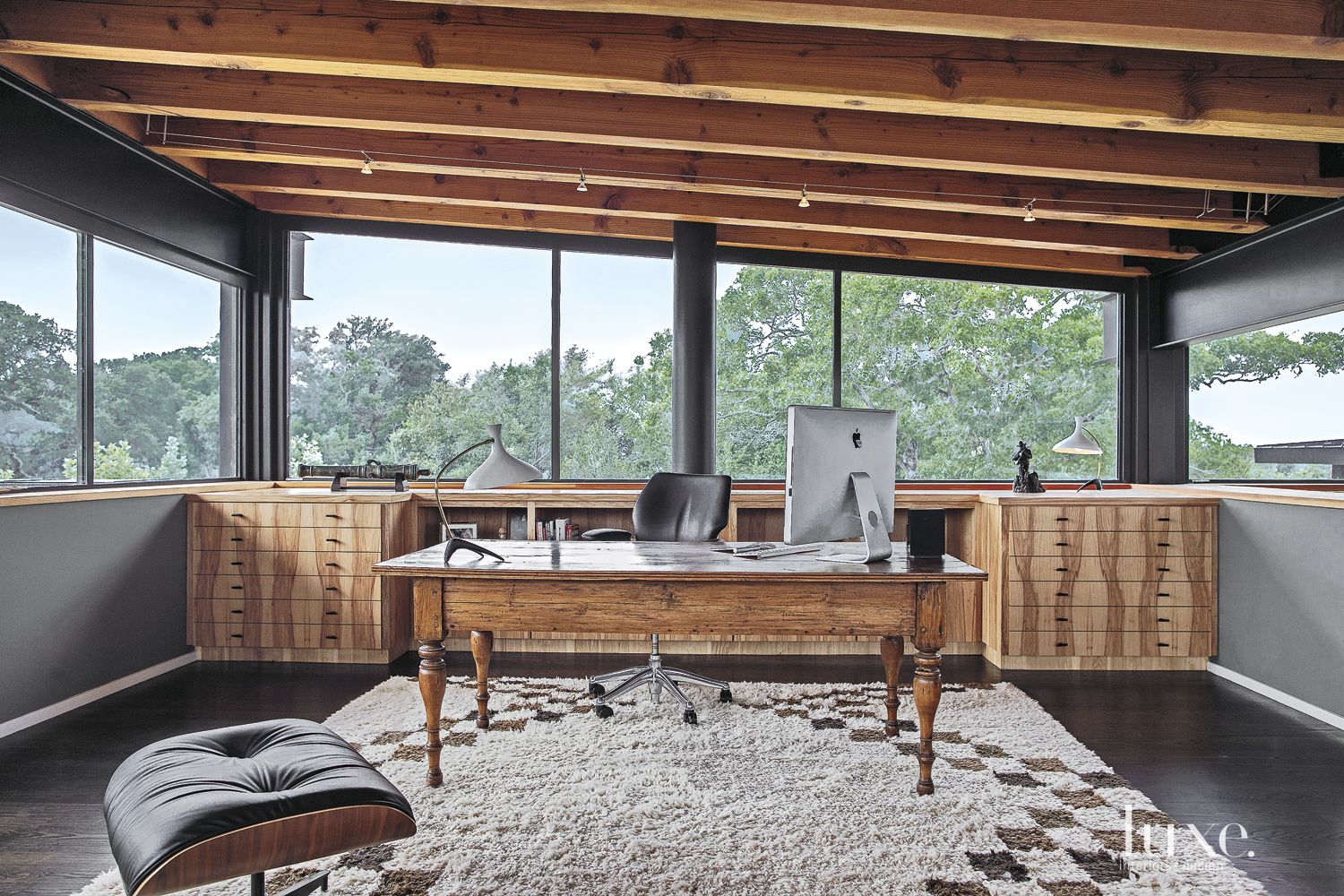 Contemporary Wood Home Office Luxe Interiors + Design