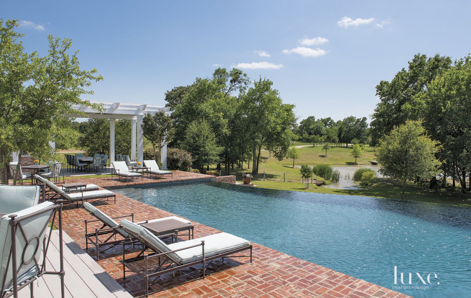 Country Brick Pool Deck Luxe Interiors + Design