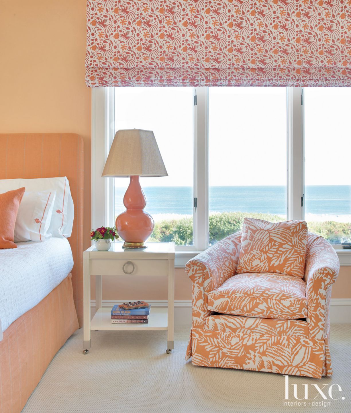 Orange Contemporary Bedroom - Luxe Interiors + Design